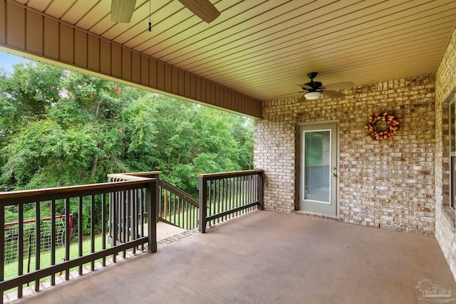 view of patio / terrace featuring ceiling fan