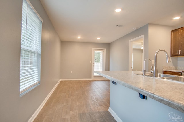 kitchen featuring sink and light hardwood / wood-style flooring