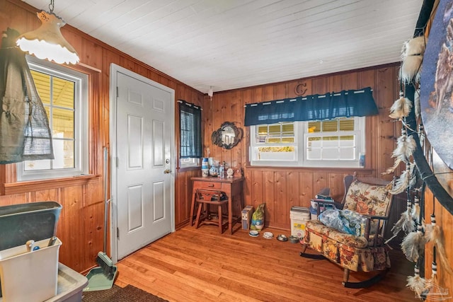 sitting room featuring light hardwood / wood-style flooring