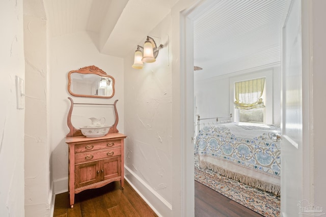 bathroom featuring wood-type flooring