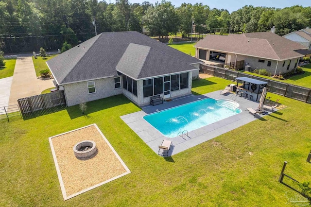9074 Byrom Campbell Rd, Pace, FL 32571 - view of swimming pool with a sunroom and a patio area