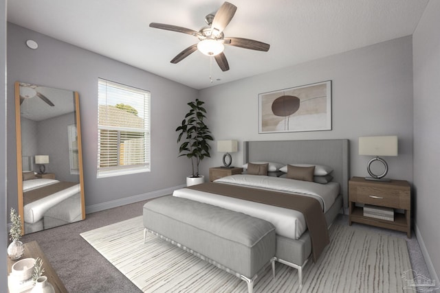 9074 Byrom Campbell Rd, Pace, FL 32571 - bedroom with carpet flooring, baseboards, and ceiling fan