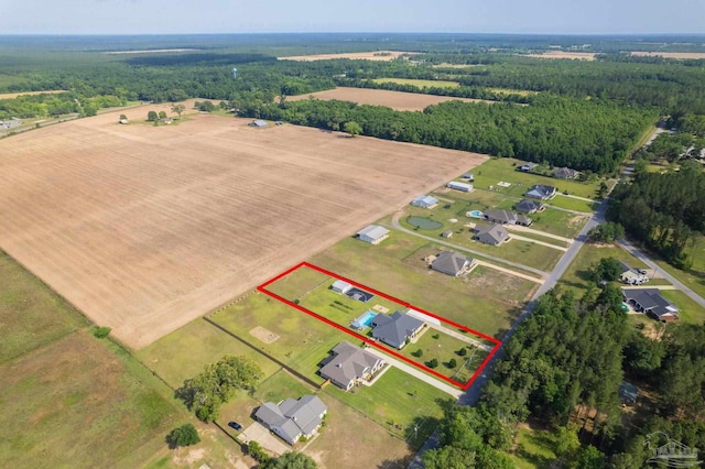 9074 Byrom Campbell Rd, Pace, FL 32571 - aerial view of sparsely populated area featuring property boundaries highlighted