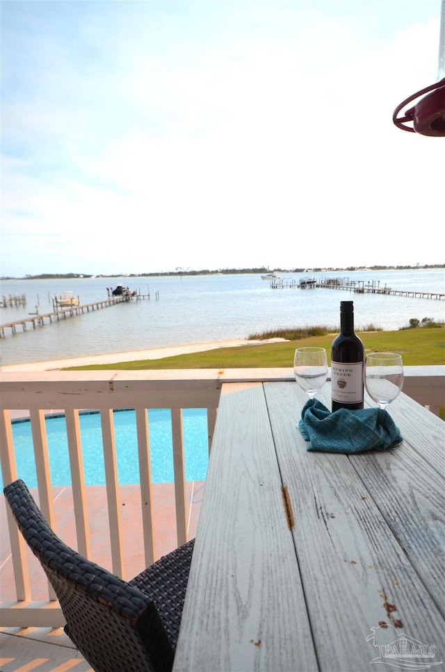 deck with a water view