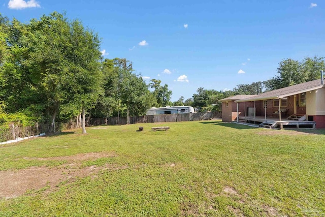 view of yard with a fenced backyard