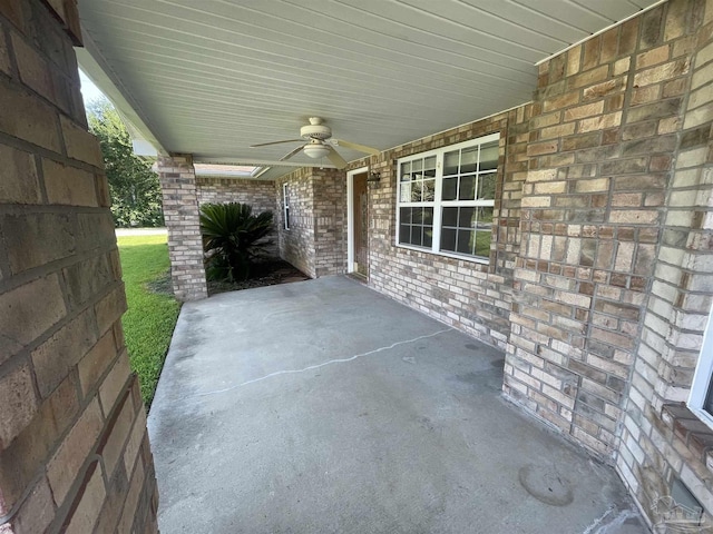 view of patio / terrace featuring ceiling fan