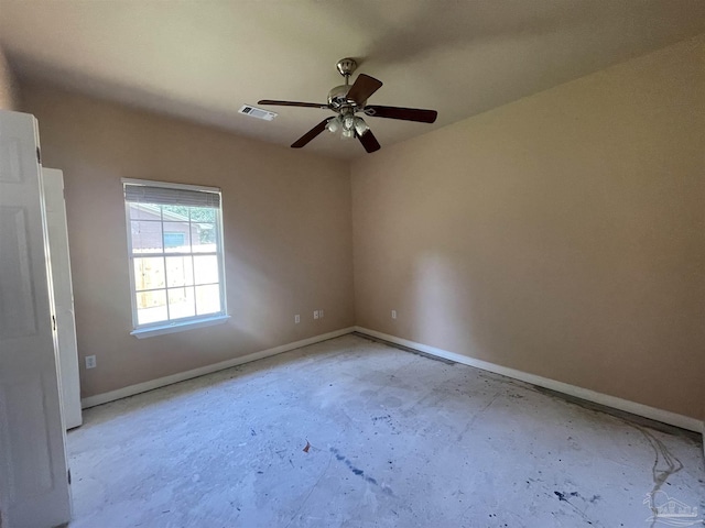 spare room featuring ceiling fan