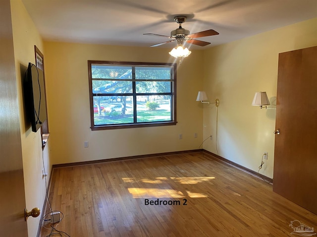 interior space featuring ceiling fan and light hardwood / wood-style floors