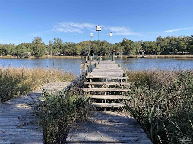 dock area featuring a water view