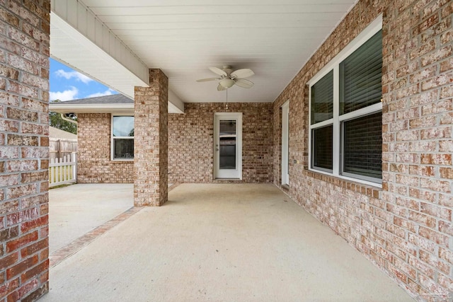 view of patio / terrace featuring ceiling fan