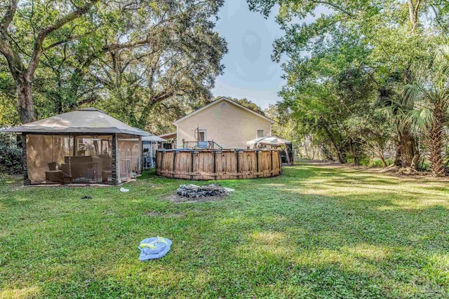 view of yard featuring a gazebo