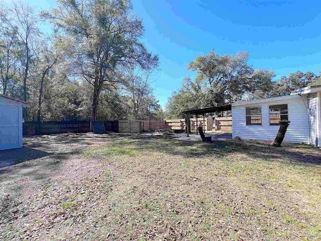 view of yard featuring a fenced backyard