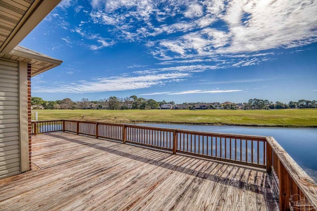 deck with a water view