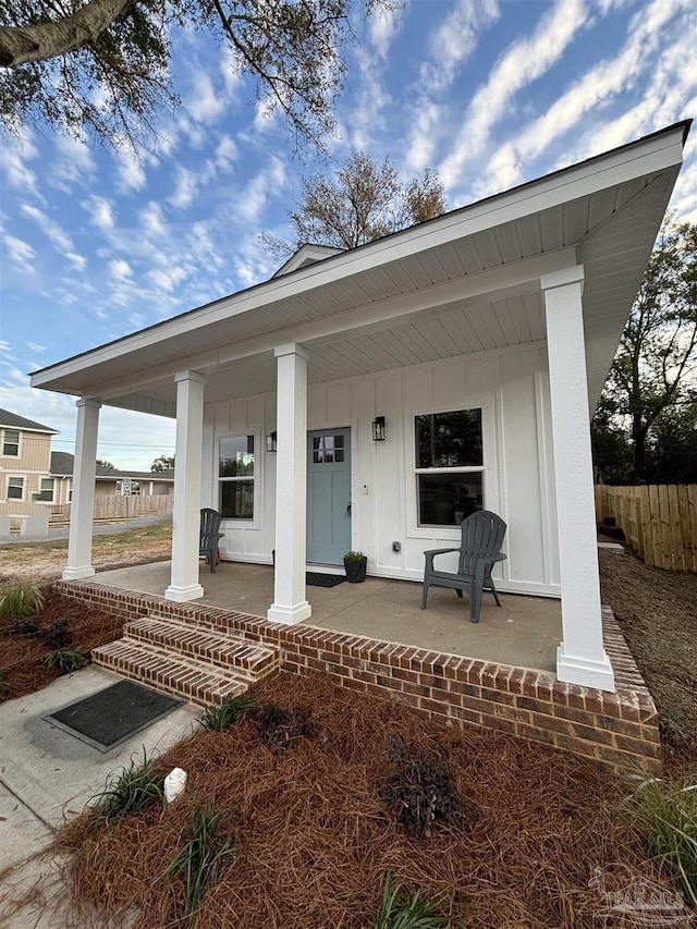 exterior space featuring covered porch