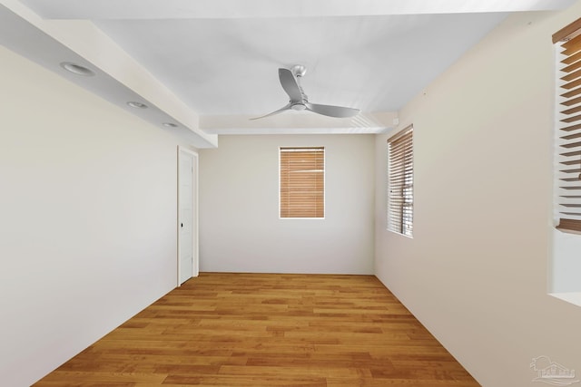 unfurnished room featuring ceiling fan and light hardwood / wood-style floors