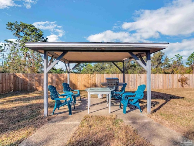 view of patio / terrace featuring a gazebo