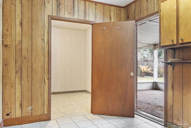 interior space with wooden walls