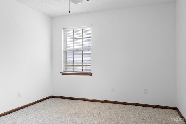 empty room with carpet flooring and a textured ceiling