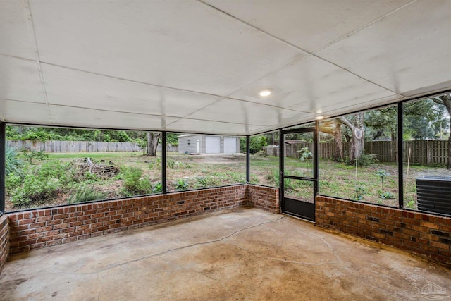 view of unfurnished sunroom