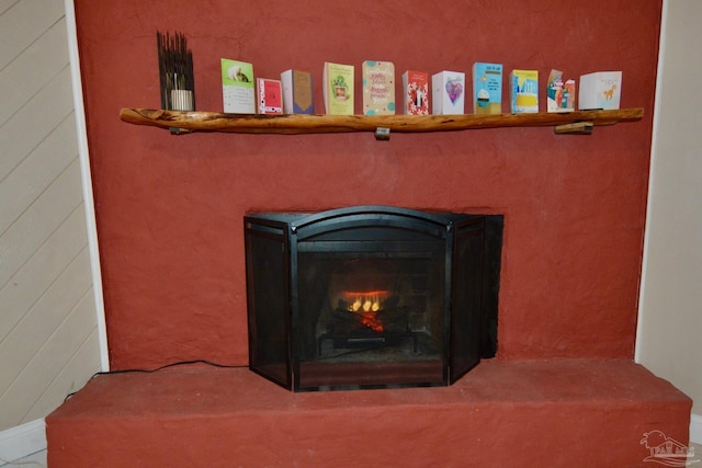 room details featuring wooden walls