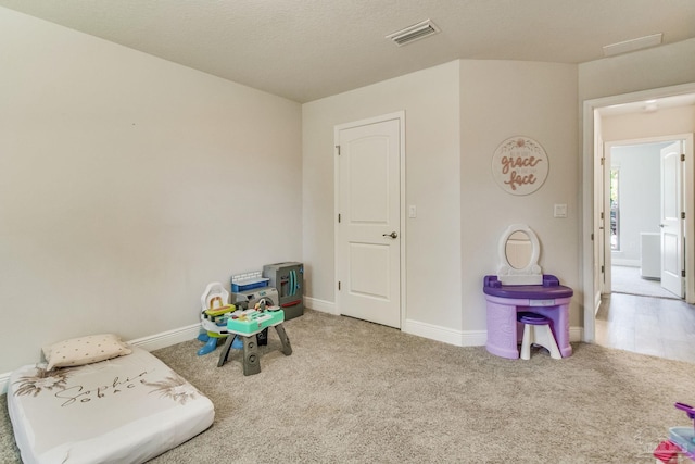 recreation room with carpet