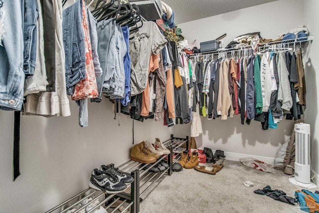 walk in closet featuring carpet