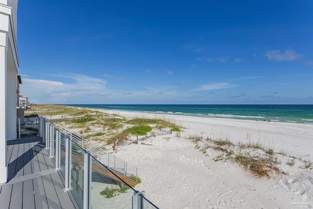 view of water feature featuring a beach view