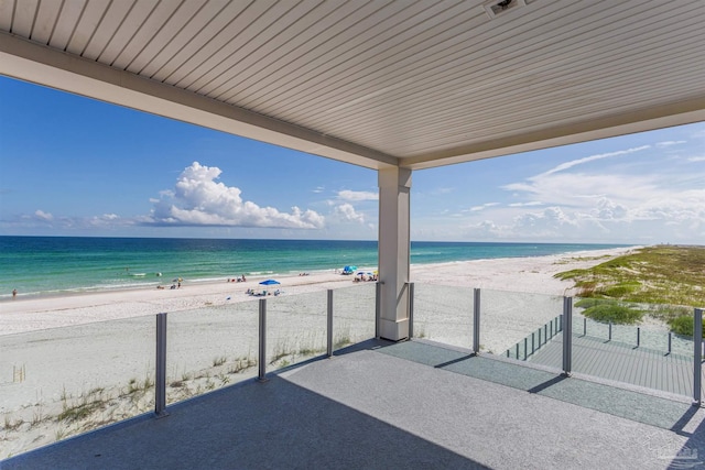 property view of water with a beach view