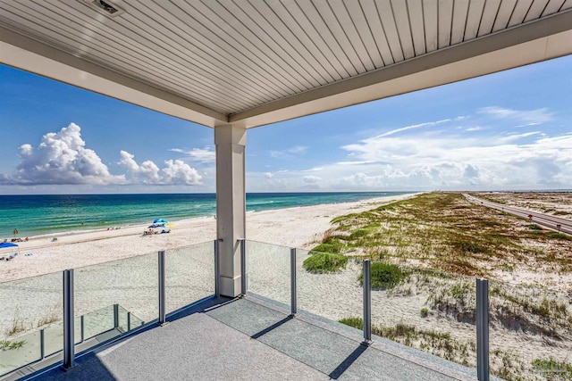 property view of water featuring a view of the beach