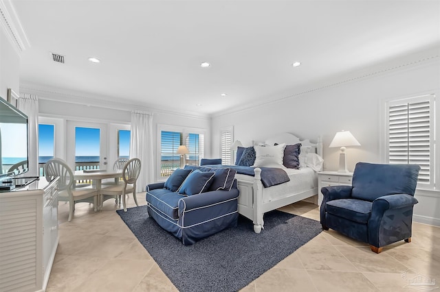 bedroom featuring crown molding