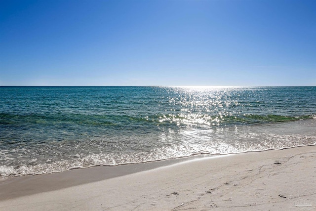 property view of water featuring a view of the beach