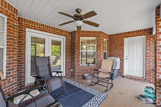 2863 Wallace Lake Rd, Pace, FL 32571 - view of patio / terrace with ceiling fan and french doors