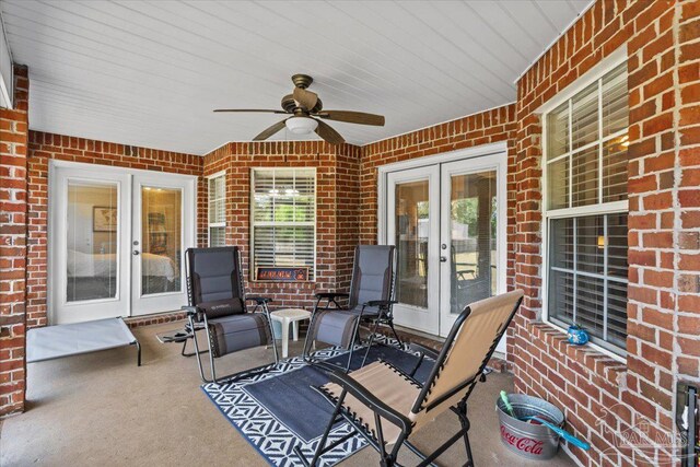 2863 Wallace Lake Rd, Pace, FL 32571 - view of patio with ceiling fan and french doors