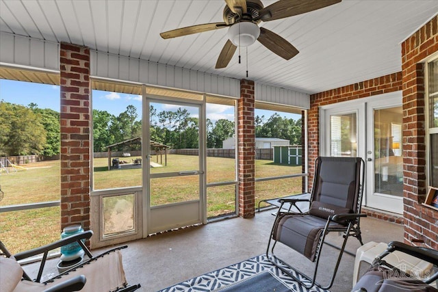 2863 Wallace Lake Rd, Pace, FL 32571 - sunroom with ceiling fan