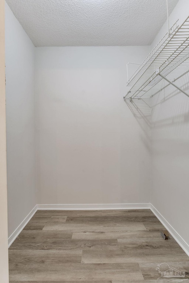 walk in closet with wood finished floors