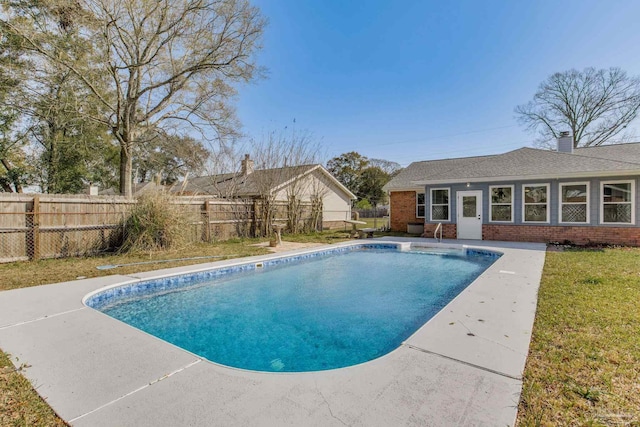 view of swimming pool with a fenced backyard and a fenced in pool