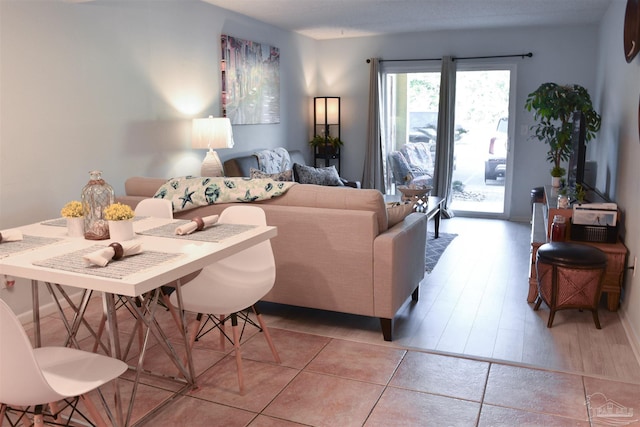 living room featuring light wood-type flooring