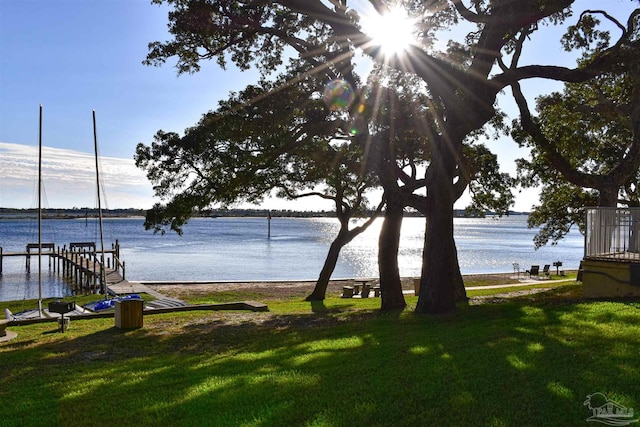 view of water feature featuring a boat dock