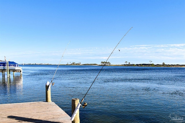 dock area featuring a water view