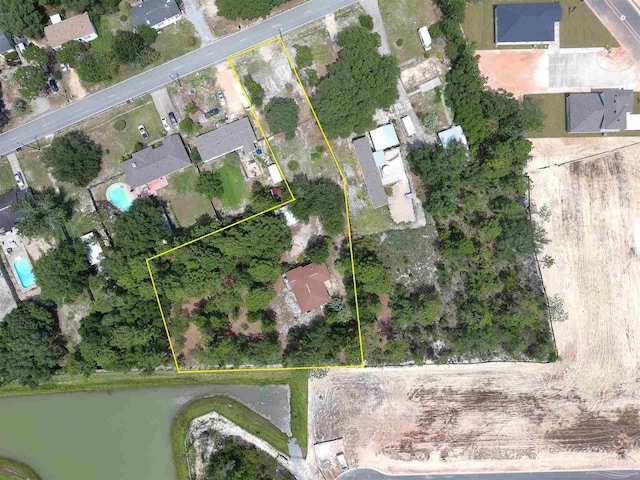 2153 Bergren Rd, Gulf Breeze, FL 32563 - aerial perspective of suburban area with property parcel outlined