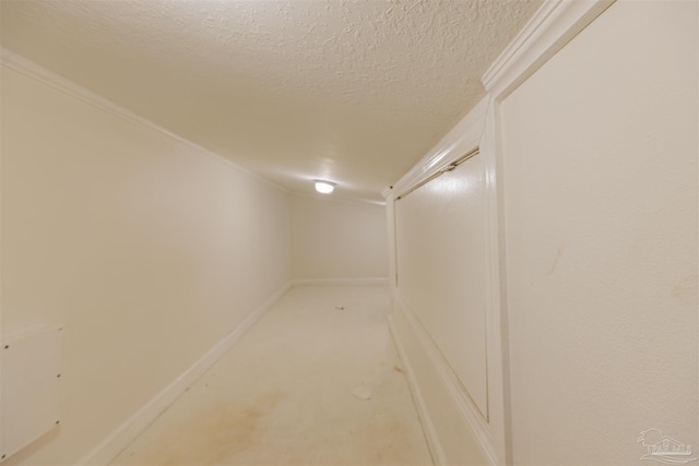 basement with a textured ceiling