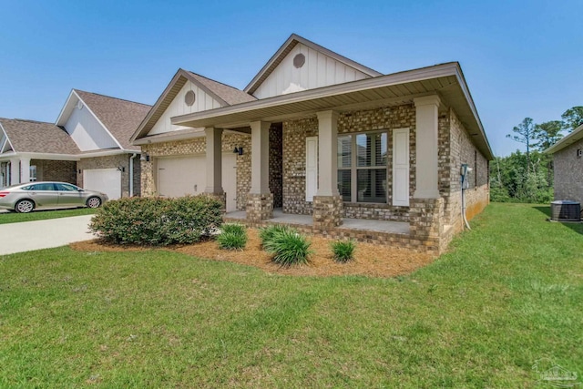 7926 Burnside Loop, Pensacola, FL 32526 - view of front facade featuring board and batten siding, cooling unit, a porch, and brick siding