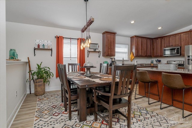 dining room with light hardwood / wood-style floors and a wealth of natural light