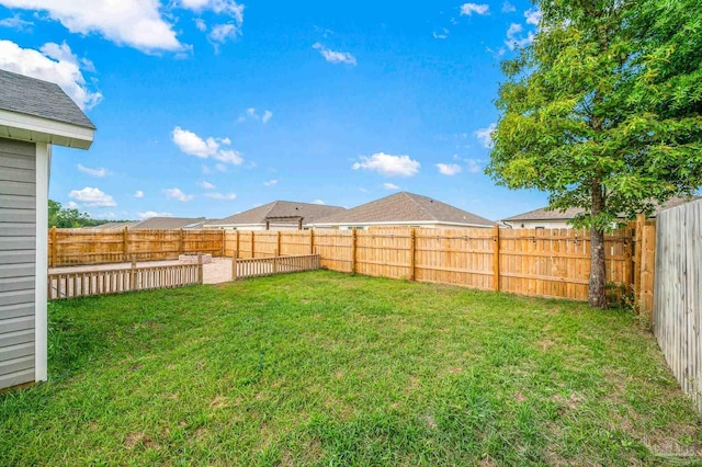 view of yard featuring a fenced backyard