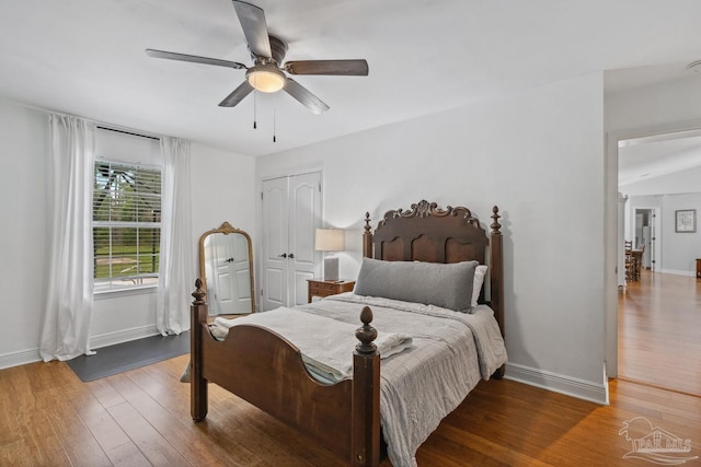 1333 Dubose Rd, Gulf Breeze, FL 32563 - bedroom featuring wood finished floors, baseboards, and ceiling fan