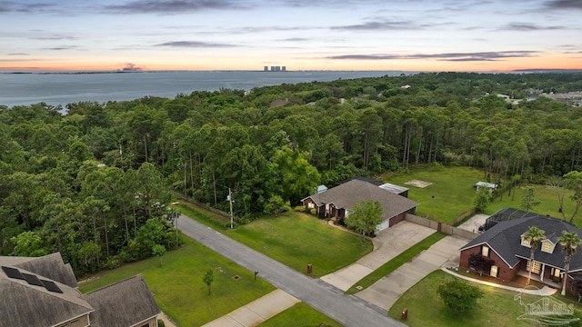 1333 Dubose Rd, Gulf Breeze, FL 32563 - aerial view at dusk of a water view and a wooded view
