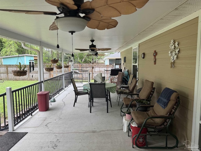 5407 Maverick Ln, Gulf Breeze, FL 32563 - view of patio featuring ceiling fan and fence
