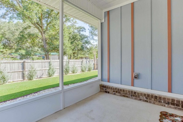 view of unfurnished sunroom