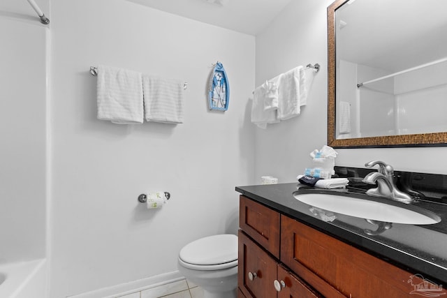 bathroom with tile patterned floors, vanity, and toilet