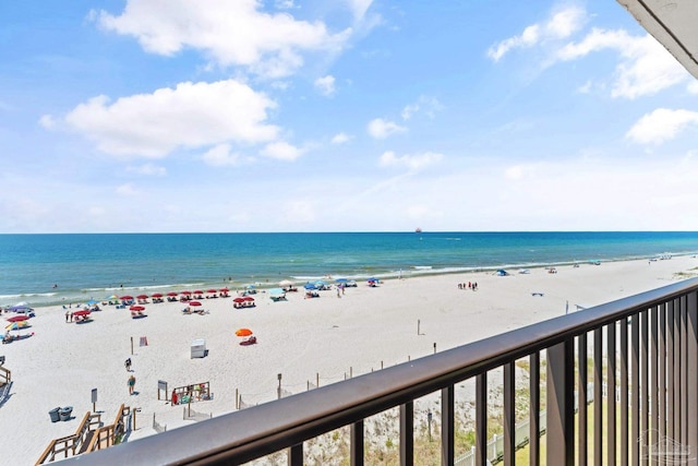 property view of water featuring a view of the beach